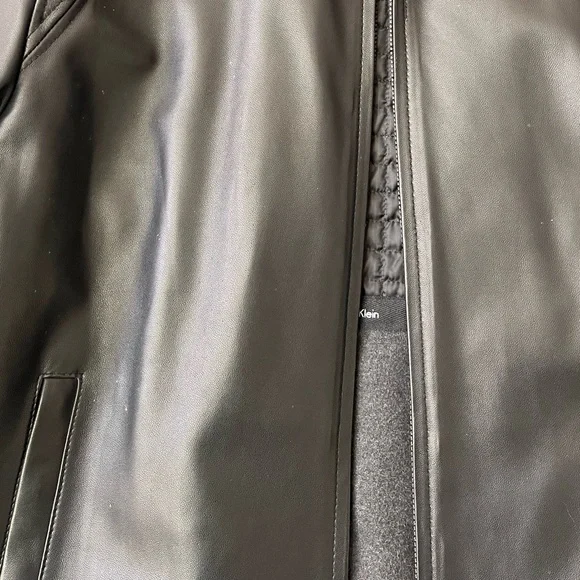 Calvin Klein Men's Genuine Black Leather Jacket, Medium (never worn)